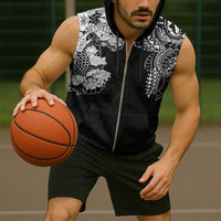 Japanese Irezumi and Hawaiian Polynesian Art Tattoo Sleeveless Zip Hoodie Black Color LT03 - Polynesian Pride