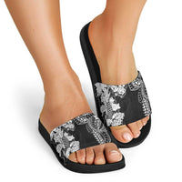 Japanese Irezumi and Hawaiian Polynesian Art Tattoo Slide Sandals Black Color - Polynesian Pride
