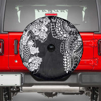 Japanese Irezumi and Hawaiian Polynesian Art Tattoo Spare Tire Cover Black Color - Polynesian Pride