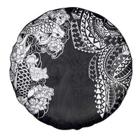Japanese Irezumi and Hawaiian Polynesian Art Tattoo Spare Tire Cover Black Color - Polynesian Pride