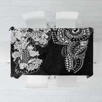 Japanese Irezumi and Hawaiian Polynesian Art Tattoo Tablecloth Black Color - Polynesian Pride
