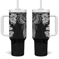 Japanese Irezumi and Hawaiian Polynesian Art Tattoo Tumbler With Handle Black Color - Polynesian Pride