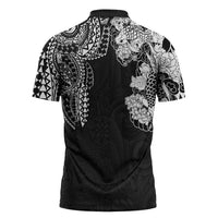 Japanese Irezumi and Hawaiian Polynesian Art Tattoo Zipper Polo Shirt Black Color - Polynesian Pride