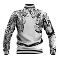 Japanese Irezumi and Hawaiian Polynesian Art Tattoo Baseball Jacket White Color - Polynesian Pride