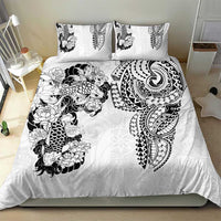 Japanese Irezumi and Hawaiian Polynesian Art Tattoo Bedding Set White Color - Polynesian Pride