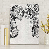 Japanese Irezumi and Hawaiian Polynesian Art Tattoo Canvas Wall Art White Color - Polynesian Pride