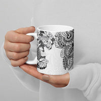Japanese Irezumi and Hawaiian Polynesian Art Tattoo Ceramic Mug White Color - Polynesian Pride
