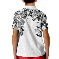 Japanese Irezumi and Hawaiian Polynesian Art Tattoo Kid Polo Shirt White Color - Polynesian Pride