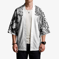 Japanese Irezumi and Hawaiian Polynesian Art Tattoo Kimono White Color - Polynesian Pride