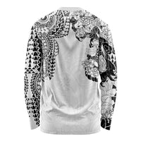 Japanese Irezumi and Hawaiian Polynesian Art Tattoo Long Sleeve Shirt White Color - Polynesian Pride