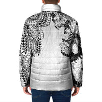 Japanese Irezumi and Hawaiian Polynesian Art Tattoo Padded Jacket White Color - Polynesian Pride