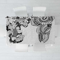 Japanese Irezumi and Hawaiian Polynesian Art Tattoo Tablecloth White Color - Polynesian Pride