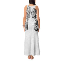 Japanese Irezumi and Hawaiian Polynesian Art Tattoo Tank Maxi Dress White Color - Polynesian Pride