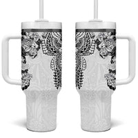 Japanese Irezumi and Hawaiian Polynesian Art Tattoo Tumbler With Handle White Color - Polynesian Pride