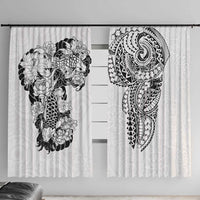 Japanese Irezumi and Hawaiian Polynesian Art Tattoo Window Curtain White Color - Polynesian Pride