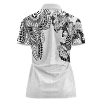 Japanese Irezumi and Hawaiian Polynesian Art Tattoo Women Polo Shirt White Color - Polynesian Pride
