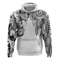 Japanese Irezumi and Hawaiian Polynesian Art Tattoo Zip Hoodie White Color - Polynesian Pride