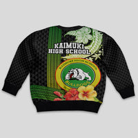 Hawaii Kaimuki High School Kid Ugly Christmas Sweater Tribal Kakau Pattern Mix Hibiscus Flower LT03 - Polynesian Pride