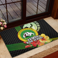 Hawaii Kaimuki High School Rubber Doormat Tribal Kakau Pattern Mix Hibiscus Flower LT03 - Polynesian Pride