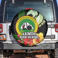 Hawaii Kaimuki High School Spare Tire Cover Tribal Kakau Pattern Mix Hibiscus Flower LT03 - Polynesian Pride