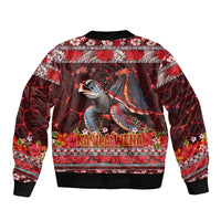 Hawaii KaʻUla Wena Volcano Turtle Bomber Jacket Lava and Tropical Plants Tribal Pattern