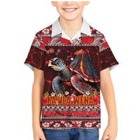 Hawaii KaʻUla Wena Volcano Turtle Family Matching Mermaid Dress and Hawaiian Shirt Lava and Tropical Plants Tribal Pattern