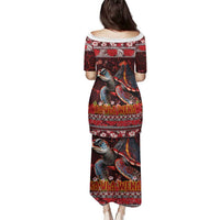 Hawaii KaʻUla Wena Volcano Turtle Family Matching Puletasi and Hawaiian Shirt Lava and Tropical Plants Tribal Pattern