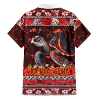 Hawaii KaʻUla Wena Volcano Turtle Family Matching Tank Maxi Dress and Hawaiian Shirt Lava and Tropical Plants Tribal Pattern