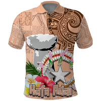 Northern Mariana Islands Hafa Adai Latte Stone Polo Shirt Peach Fuzz Color LT03 Peach Fuzz Color - Polynesian Pride