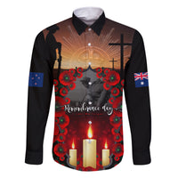 Custom New Zealand and Australia ANZAC Day Family Matching Short Sleeve Bodycon Dress and Hawaiian Shirt Gallipoli and Canlelight Lest We Forget LT03 Dad's Shirt - Long Sleeve Black - Polynesian Pride