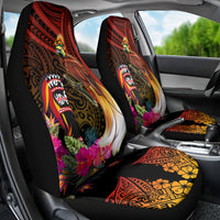 Papua New Guinea Bird-of-Paradise Car Seat Cover Hibiscus and Kundu Drum Tribal Pattern