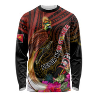 Papua New Guinea Bird-of-Paradise Long Sleeve Shirt Hibiscus and Kundu Drum Tribal Pattern LT03 Unisex Yellow - Polynesian Pride