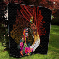 Papua New Guinea Bird-of-Paradise Quilt Hibiscus and Kundu Drum Tribal Pattern LT03 - Polynesian Pride