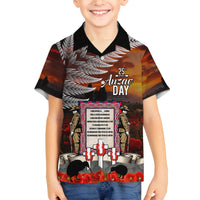 New Zealand ANZAC Day Family Matching Off Shoulder Maxi Dress and Hawaiian Shirt The Ode of Remembrance and Silver Fern LT03 Son's Shirt Black - Polynesian Pride