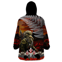New Zealand ANZAC Day Wearable Blanket Hoodie The Ode of Remembrance and Silver Fern LT03 - Polynesian Pride