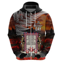 New Zealand ANZAC Day Zip Hoodie The Ode of Remembrance and Silver Fern LT03 - Polynesian Pride
