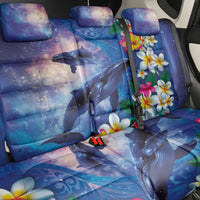 Hawaiian Lei Day Plumeria Humpback Whales Back Car Seat Cover Polynesian Art Vibrant Starry Nebula Style