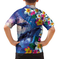 Hawaiian Lei Day Plumeria Humpback Whales Family Matching Puletasi and Hawaiian Shirt Polynesian Art Vibrant Starry Nebula Style
