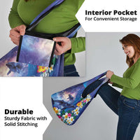 Hawaiian Lei Day Plumeria Humpback Whales Grocery Bag Polynesian Art Vibrant Starry Nebula Style