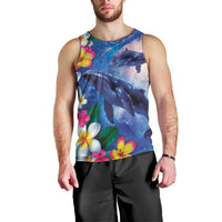Hawaiian Lei Day Plumeria Humpback Whales Men Tank Top Polynesian Art Vibrant Starry Nebula Style