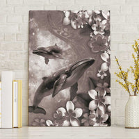 Hawaiian Lei Day Plumeria Humpback Whales Canvas Wall Art Polynesian Art Vibrant Starry Nebula Grayscale Style