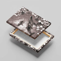 Hawaiian Lei Day Plumeria Humpback Whales Canvas Wall Art Polynesian Art Vibrant Starry Nebula Grayscale Style