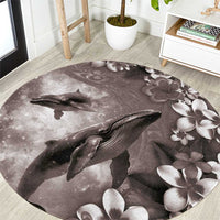 Hawaiian Lei Day Plumeria Humpback Whales Round Carpet Polynesian Art Vibrant Starry Nebula Grayscale Style LT03 Art - Polynesian Pride