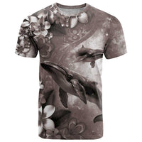 Hawaiian Lei Day Plumeria Humpback Whales T Shirt Polynesian Art Vibrant Starry Nebula Grayscale Style