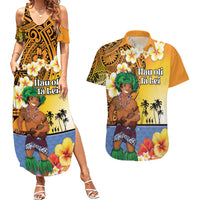 Happy Lei Day Couples Matching Summer Maxi Dress and Hawaiian Shirt Hula Male Dancer Polynesian Flower Kakau Pattern