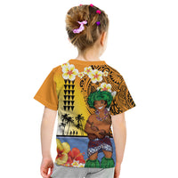 Happy Lei Day Kid T Shirt Hula Male Dancer Polynesian Flower Kakau Pattern