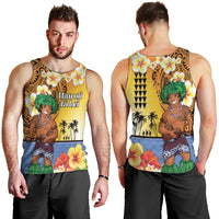 Happy Lei Day Men Tank Top Hula Male Dancer Polynesian Flower Kakau Pattern