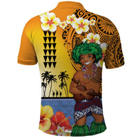 Happy Lei Day Polo Shirt Hula Male Dancer Polynesian Flower Kakau Pattern