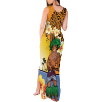 Happy Lei Day Tank Maxi Dress Hula Male Dancer Polynesian Flower Kakau Pattern LT03 - Polynesian Pride