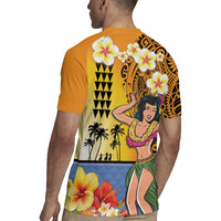 Happy Lei Day Rugby Jersey Hula Girl Polynesian Flower Kakau Pattern
